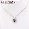 Top Quality Blue Crystal Heart Necklace Rose Gold Color Fashion Jewellery Nickel Free Pendant Crystal Fahion