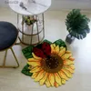 Sunflower Floral Carpet with Ladybug Delicate Plush Area Rug Handmade Embroidery Flower Carpet Home Decor Living Room Floor Mat T230519