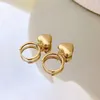 Hoopörhängen Miqiao Real 18K Gold Heart Pure AU750 Simple Style For Women Fine Jewelry Gift EA057