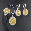 Necklace Earrings Set Luxury Bridal Wedding Jewelry Women's White Gold Plated Inlay Cubic Zirconia Gems Crystal Gifts