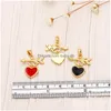 Pendant Necklaces Ocesrio Mticolor Enamel Heart For Necklace Copper Gold Plated Zircon Cupid Making Component Pdtb025 Drop Delivery Dhux2