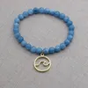 Keychains Sanlan Natural Stone Blue Beded Wave Armband Ocean Jewelry Birthday Present