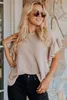 pink Ruffle Sleeve Waffle Knit Top 2023 Hot New B5ZH#