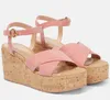 Summer Women's Sandals italienska trä kilskor Suede Cross Ankle Buckle Open Toe Dålig tjock sula visar Elegant kvinnors sexiga charm EU35-42