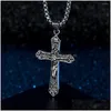 Pendant Necklaces Stainless Steel Vintage Punk Rock Christ Cross Virgin Mary Necklace Jewelry Gift For Him With Chain Drop Delivery P Dhy80