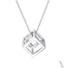 Colliers de pendentif Collier de cube creux en acier inoxydable pour hommes femme chaîne de liaison bijoux gouttes