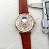 marchio di lusso Orologi da uomo Moon Phase moda uomo Orologio di design Cinturino in vera pelle Movimento meccanico automatico 44mm Orologi da polso in oro per regalo di Natale da uomo