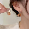 Boucles d'oreilles créoles chinois noir blanc marron vert résine métal boucle d'oreille lisse irrégulière Texture géométrique pour femmes filles bijoux