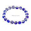 Łańcuch ręcznie robiony biżuteria Turecka bransoletka z koralikami link amet religijne złe nazar oko niebieskie kryształowe bransoletki dla kobiet upuść deliv dhgarden dhmfx