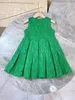 Girl's Dresses Summer Fashion Print Girls 'Dress Light Luxury Girl Baby Green Sleeveless Dress Birthday Party Kids' Wear 230519