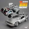 Diecast Model Welly 1 24 Alloy Car DMC12 Delorean Back to the Future Time Machine Metal Toy for Kid Gift Collection 230518