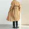 Heren Trench Coats Autumn Winter Casual Loose Design Solid Vintage Sashes Stijlvolle Outerwear mannelijke Double Breasted Wind Breaker Midden-Length Q73