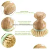 Чистящие щетки бамбуковые деревянные круглые мини -скраб для ладоней щетки жесткие щетинки мокрые мыть