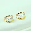 Hoop Earrings For Women S925 Colored Gold-Plated Sterling Silver Ear Clip Simple Color Earmuff Light Luxury High-Profile Figur