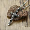 Hanger kettingen oude kruisbeeld kruis charmes ketting roestvrij staal punk sieraden voor mannen mannelijke Jezus rozenkrans drop del dhmyw