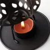 Vintage svart guldljuslampa Metal Hollowout skugga TEALIGHT HOLDER FÖR Bord mittpiece Hem Trädgårdsdekoration Holidagåvor