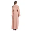 Ethnic Clothing Women's Muslim Islamic Saudi Arab Cardigan Robe Maxi Dress Lady Ankle Length Applique Lace Long Sleeve Thobe Ramadan