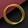 Pulseira 2 peças por atacado Bracelete fino em ouro amarelo cheio liso unopen dia 6.5cm