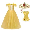 Flickor klänningar Snow Princess Costume for Children 4 5 6 7 8 9 10 år Dissguise Kids Halloween Christmas Party Cosplay Dress Up 230518