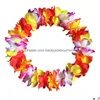 Decorative Flowers Wreaths Hawaiian Flower Garland Necklace Ha Leis Festive Party Artificial Silk Beach Drop Delivery Home Dhdzm