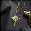 Pendant Necklaces Hip Hop Stainless Steel Inri Crucifix Jesus Cross Pendants Necklace For Men Rapper Jewelry Drop Delivery Dhc9K