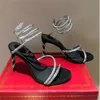 Diseñador de lujo Moda Crystal Serpentine zapatos de vestir Sexy strass Cleo sandalias Fiesta tacón alto Sandalia rc