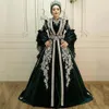 Hunter Green Ball Suknia Muzułmańskie sukienki wieczorowe Frezowanie aplikacje Kaftan Turkey Formalne suknie Velvet Long Rleeve Mariage Bride Formalne zużycie