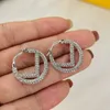 925 Silver Studs Designer örhängen för kvinnor full diamanter brev öron ringer män guld f hoop örhänge gliter designers smycken tillbehör