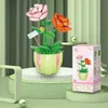 Blocos Rosa Flor Bloco de Construção Tijolo Buquê Eterno Modelo Montagem Plástico Planta Decoração Brinquedo Educativo Para Crianças Presente De Aniversário R230701