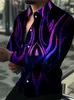 Chemises décontractées pour hommes Mode Luxe Hommes Chemises Chemise à simple boutonnage Casual Purple Turbulent Print Tops à manches longues Vêtements pour hommes Hawaii Cardigan 230519