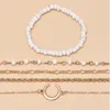 Bangle Alyxuy 5pcs Vintage Moon White Kead Charm Gold Twist Bracelets Zestaw boho dla kobiet biżuteria z koralików na nadgarstki
