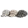 Berets Casual Cotton Lattice Patchwork Beret Octagonal Cap Captain Trucker Vintage Fashion Black White Sport Man Woman Sboy Hat