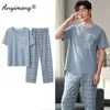 Slaapkleding voor heren Mens Pyjamas 3xl 4xl slaapkleding Katoen mannelijk Pijama Boy Loungewear Leisure ondergoed Sets Summer Nightwear Home Suit Pyjama 230519