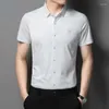 Heren-jurts shirts 2023 Zomer voor mannen kleding moerbei zijde korte mouwen shirt Solid Color Man Business Camisas