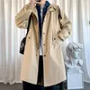 Men's Trench Coats 2023 Outerwear Mid-long Hooded Military Casual Coat Male Spring Autumn Loose Solid Windbreaker Handsome Trend Men Q49