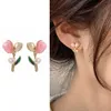 Charm French Light Luxury Cute Tulip Flower Pearl Stud Earrings For Women Korean Zircon Exquisite Earring Party Christmas Jewelry Gift AA230518