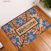 Paillasson Tapis d'entrée Bienvenue Fleurs Patten Paillasson antidérapant paillassons avant décor extérieur intérieur drôle tapis de sol tapis de bain T230519