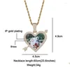 Pendant Necklaces Custom Arrow Heart Shape Po Frame Pendants Necklace For Women Men Lovers Unisex Bling Iced Out Hip Hop Rapper Drop Dhfxe