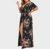 Robes grande taille Imprimé floral à manches courtes Boho Maxi robe Vintage été grande taille robes pour femmes 5XL élégant col en V robe d'été robes 230519