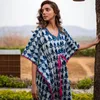 Sukienki Indigo Paisley Paisley darmowy rozmiar Kaftan Indie w stylu bawełniany wygodne tkaniny caftan długa maxi sukienka dla kobiet w domu boho macierzyńska szata