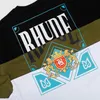 Rhude Rhude Cotton Mens Fashion T Shirt Summer T-shirts före och efter trenden att spela kort som trycker på Fat Men's Women's Short-ärmskjortor