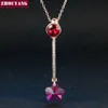 Cherry Blossoms Flowers Pendant Necklace For Teen Grils Fahion Kvinnor smycken Rose Gold Color Fashion Crystal Gifts