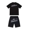 Summer New Trapstar London Shooter Short-Sleeved T Shirt Suit Chenille Dekodowanie Czarnego Lodu Flaor 2.0 Męska okrągła szyja