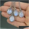 Pendant Necklaces Vintage Moonstone Necklace High Quality Esigned Women Lady Girls Jewelry Wedding Birthday Gift Drop Delivery Pendan Dhwqk