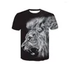 T-shirts pour hommes 3D Lion Tiger Print T-Shirt Animal Men Casual Cool Summer Short Sleeves Tops Tee