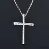 Collana con ciondolo in acciaio inossidabile con croce di strass color argento per donne e ragazze Girocollo gratuito