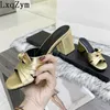 Slippers Peep toe Bow Leather Mules kitten heels Slippers Women Shoes red Sexy beach Slides Square high heel sandals ladies 9cm heels X230519