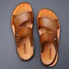 Summer Slide Fashion Мужчины на открытом воздухе подлинная кожаная не скользящая обувь пляжные сандалии Travel Slippers 230518 51C7 ADDC