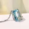 Kettingen 2023 925 Sterling zilver 10 14 mm Aquamarine Stone Topaz Crystal Gemstone Butterfly Pendant ketting Fijne sieraden voor vrouwen