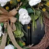 装飾的な花スプリングフラワーラタンリースは水を散るカラーファーストホワイトマグノリアリフレッシュ人工ガーランドホームフロントドアの装飾